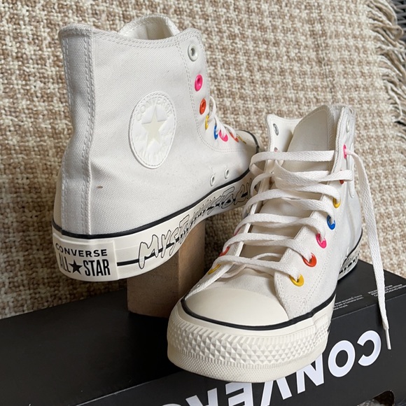 Converse Ctas Hi Egret/Hyper Pink/Black MEN`S - Picture 10 of 16